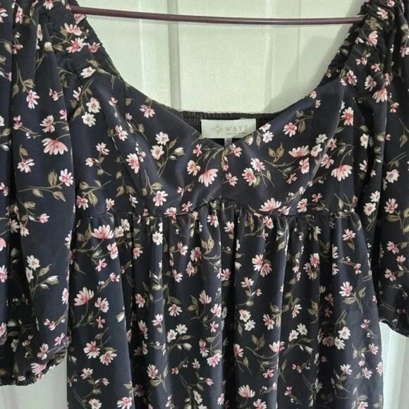 WAYF black and floral baby doll dress puff sleeve sz XS/S - Picture 10 of 14